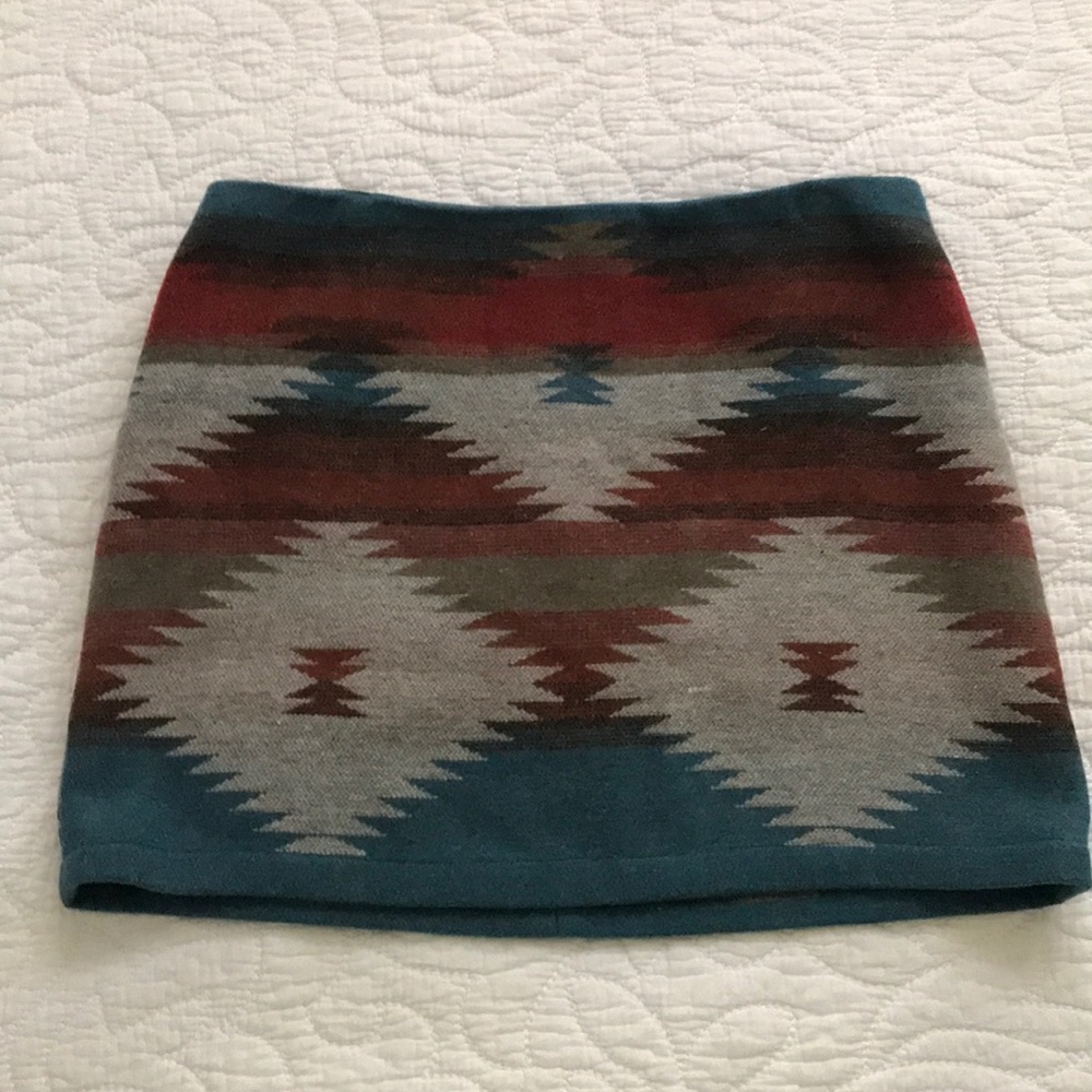 American Eagle AE Aztec Mini Skirt Blue Teal